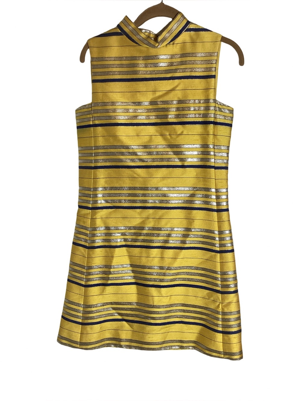 Lou Larry Vintage Mini dress with step cut sleeve metallic thread